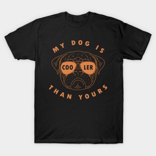 Pug My Dog Is Cooler Than Yours Funny Puppy Face Sunglasses T-Shirt